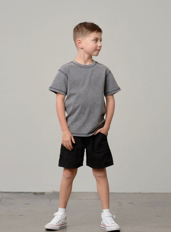 Mineral Wash Tee - Graphite - Little Bipsy