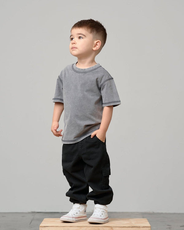 Mineral Wash Tee - Graphite - Little Bipsy