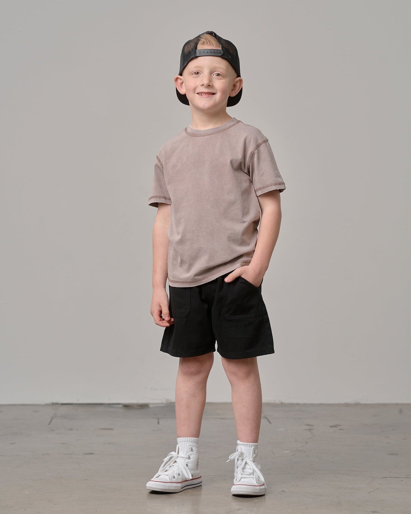 Mineral Wash Tee - Taupe - Little Bipsy