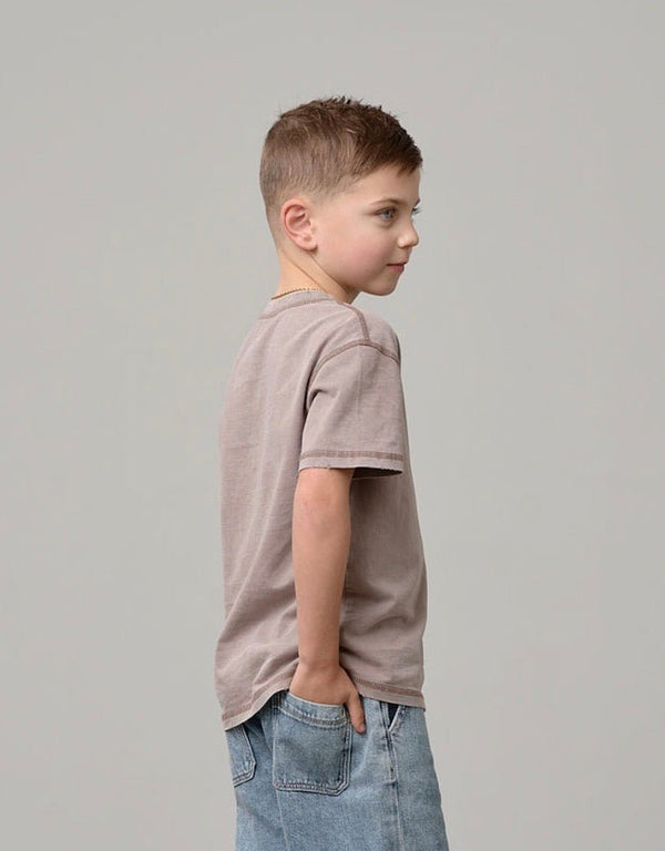 Mineral Wash Tee - Taupe - Little Bipsy
