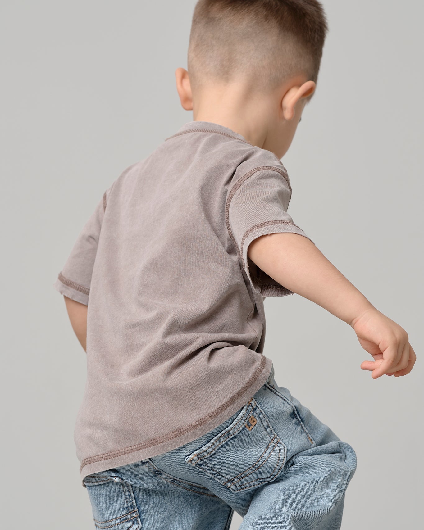 Mineral Wash Tee - Taupe - Little Bipsy