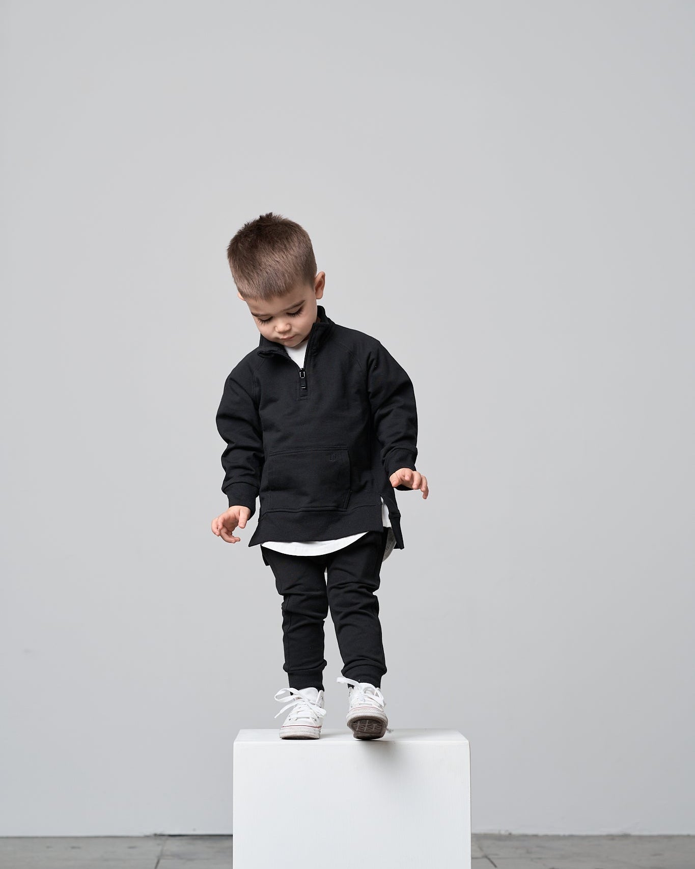 Quarter Zip Pullover - Black - Little Bipsy
