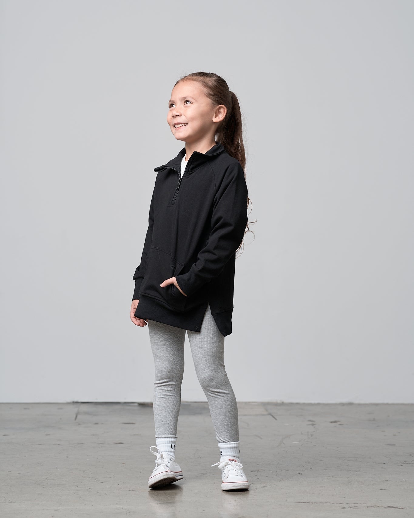 Quarter Zip Pullover - Black - Little Bipsy