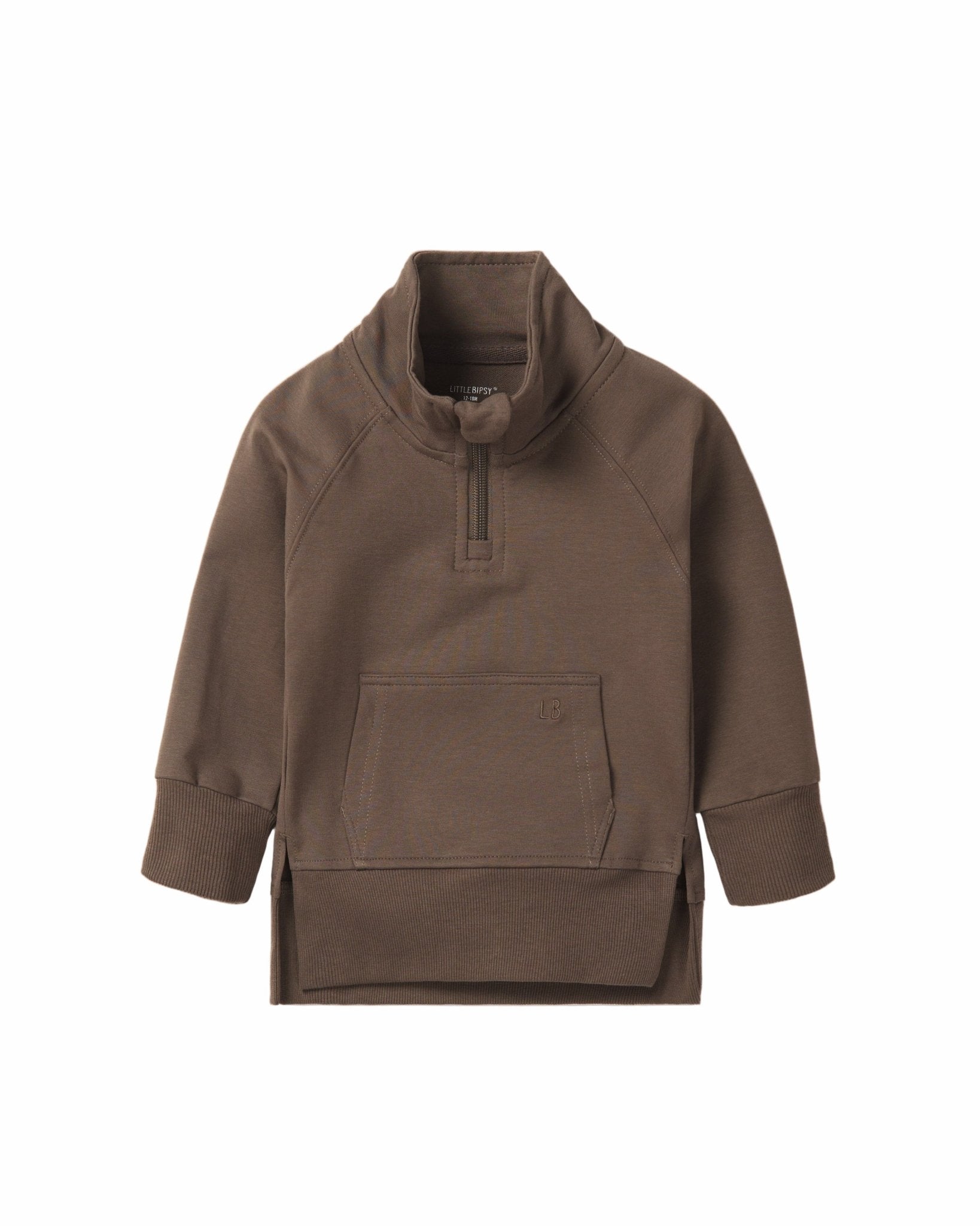 Quarter Zip Pullover - Cocoa - Little Bipsy