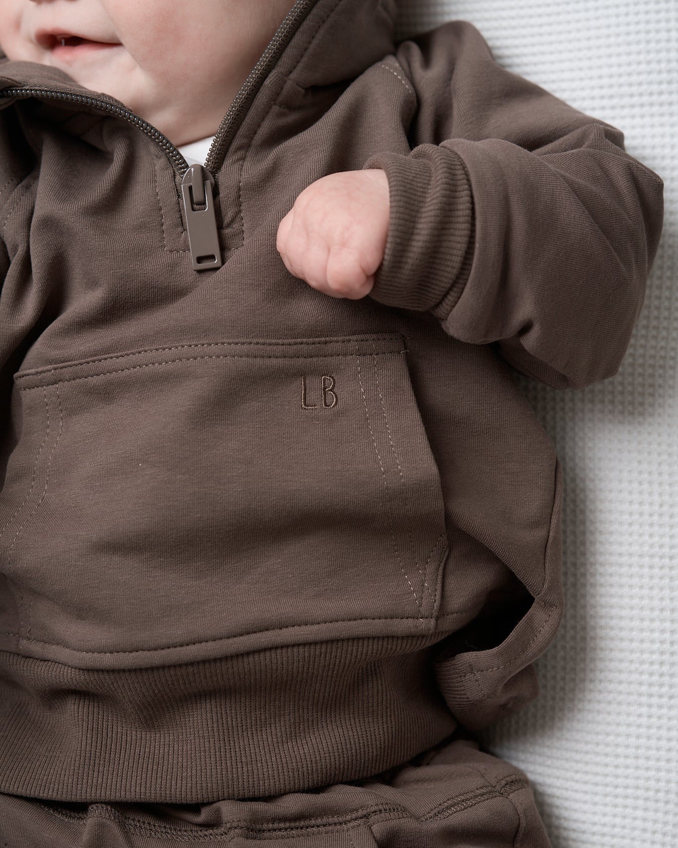 Quarter Zip Pullover - Cocoa - Little Bipsy