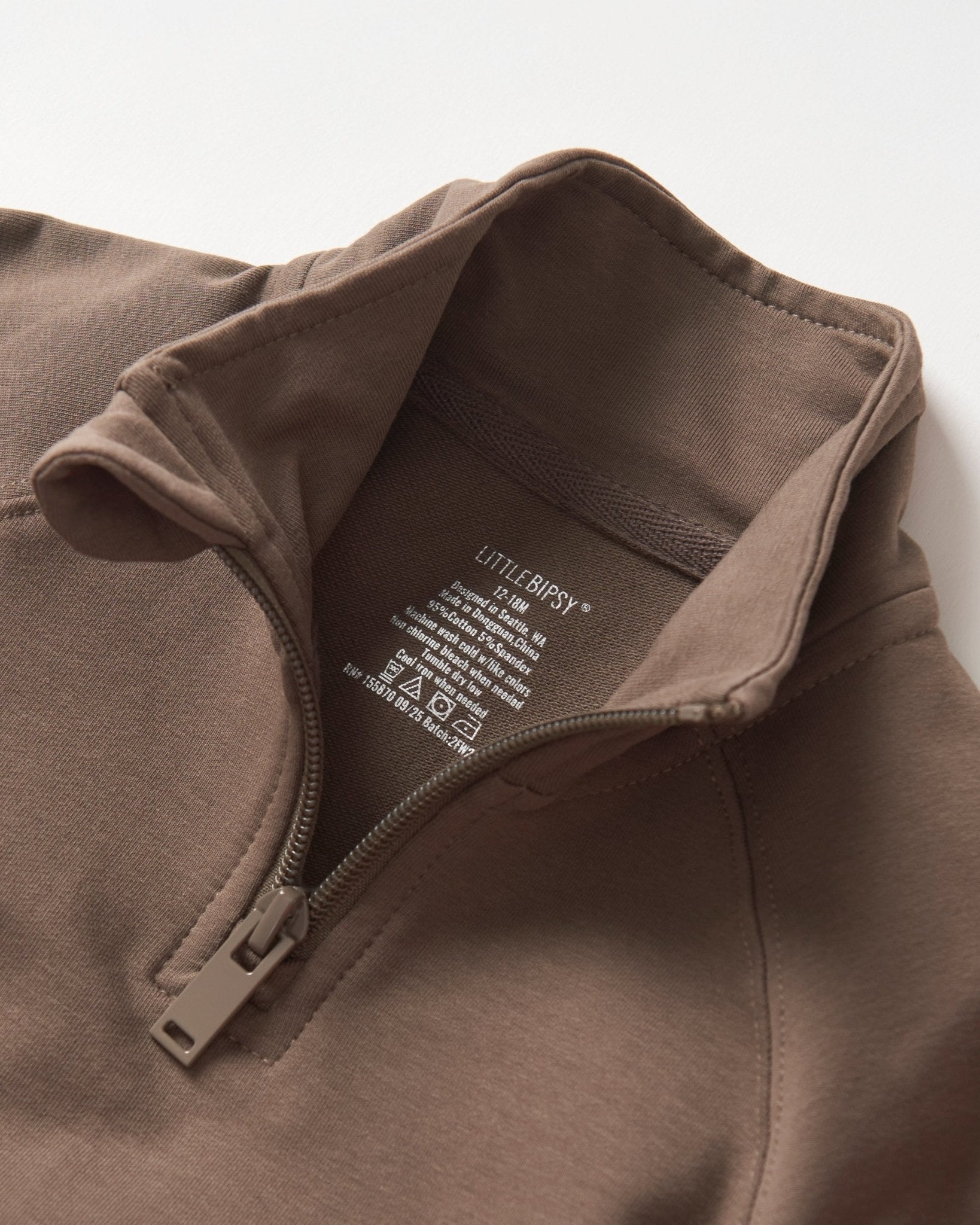 Quarter Zip Pullover - Cocoa - Little Bipsy