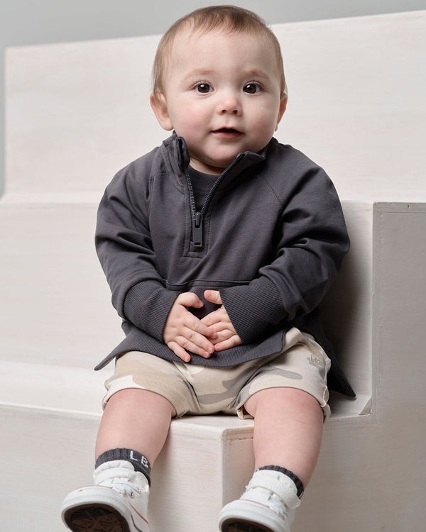 Quarter Zip Pullover - Iron - Little Bipsy