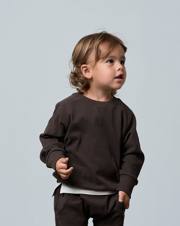 Raglan Crewneck - Brown - Little Bipsy