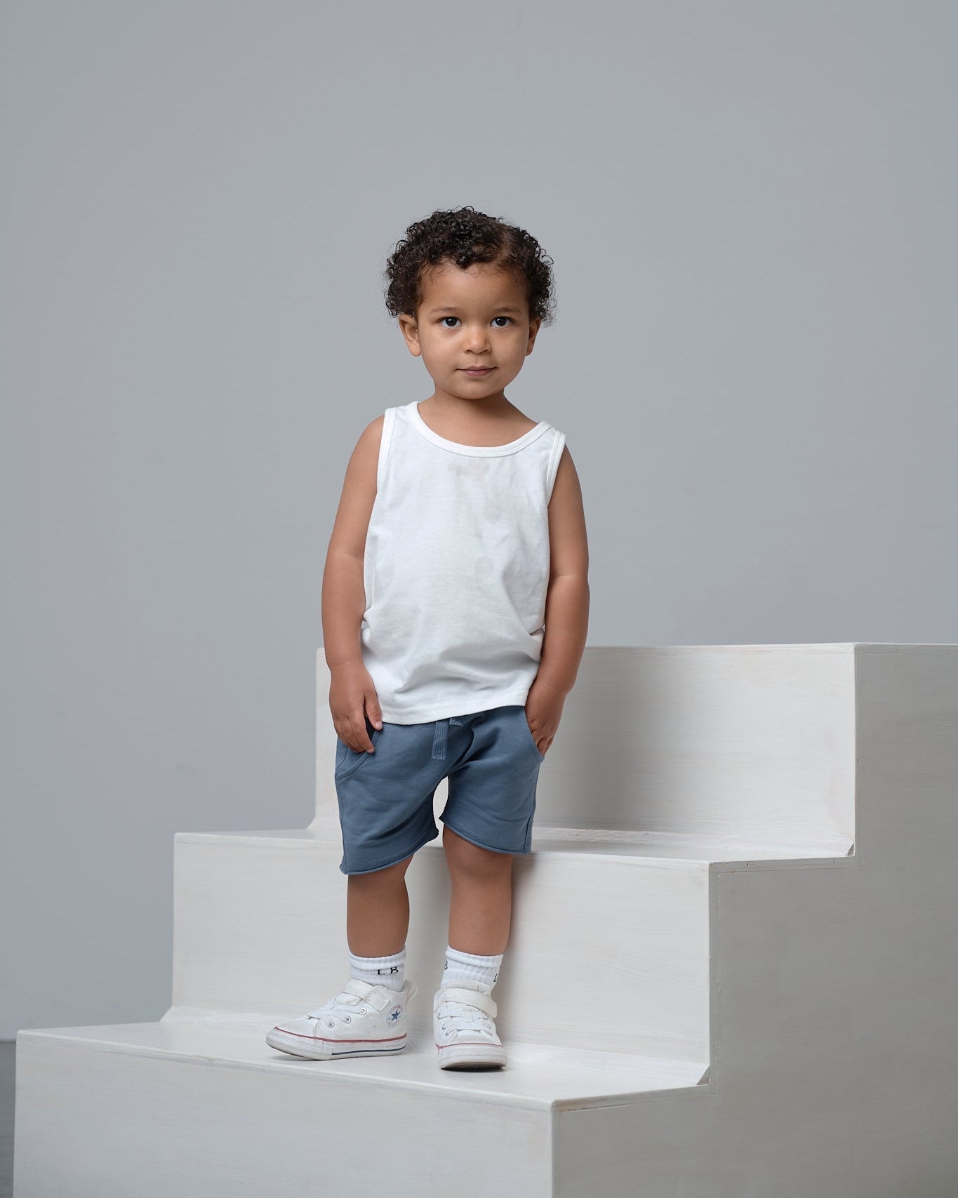 Raw Edge Harem Short - Worn Indigo - Little Bipsy