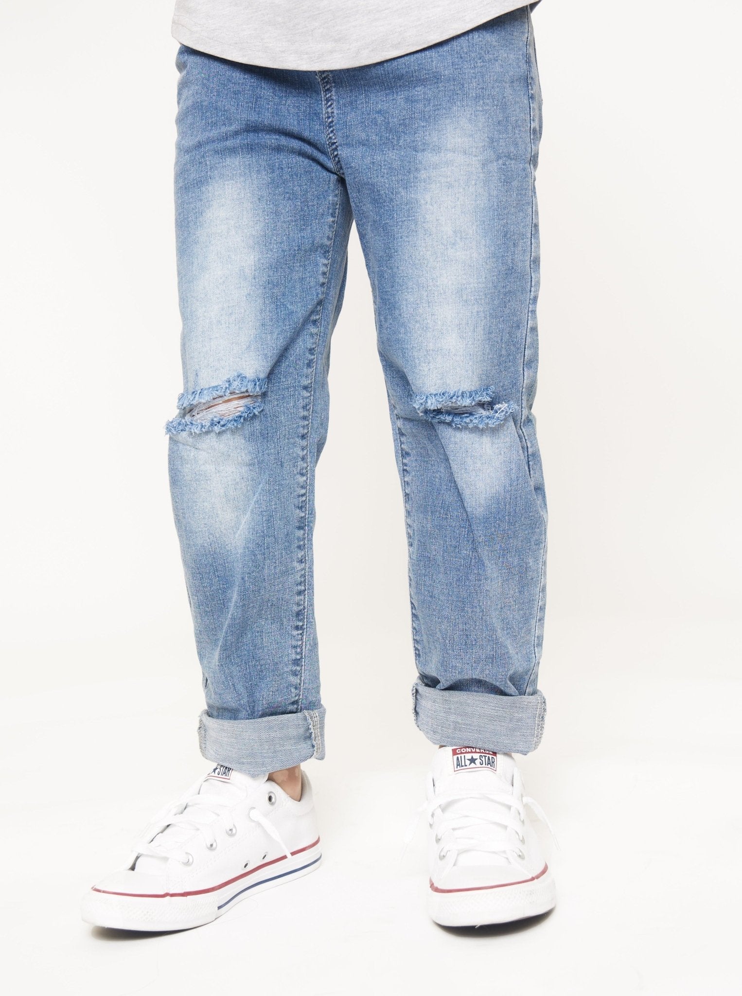 Relaxed Fit Distressed Denim - Little Bipsy
