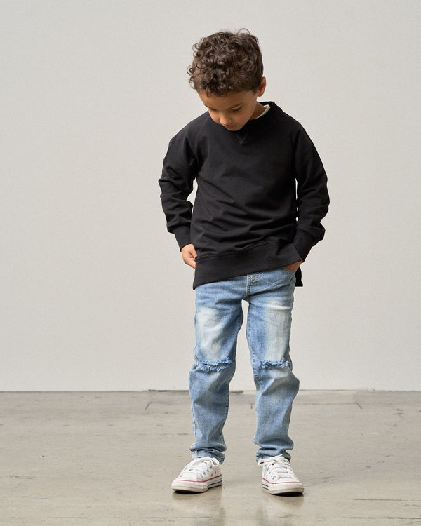 Relaxed Fit Distressed Denim - Little Bipsy