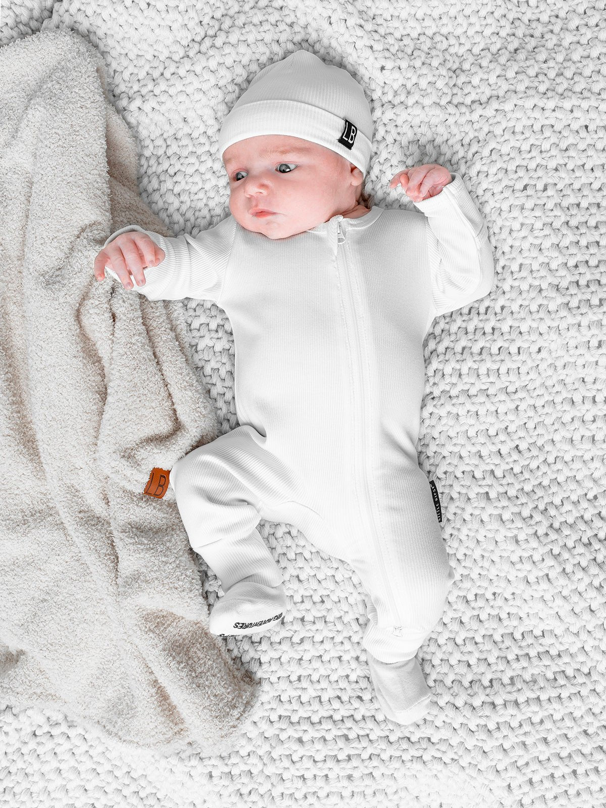 Ribbed Beanie - White - Little Bipsy