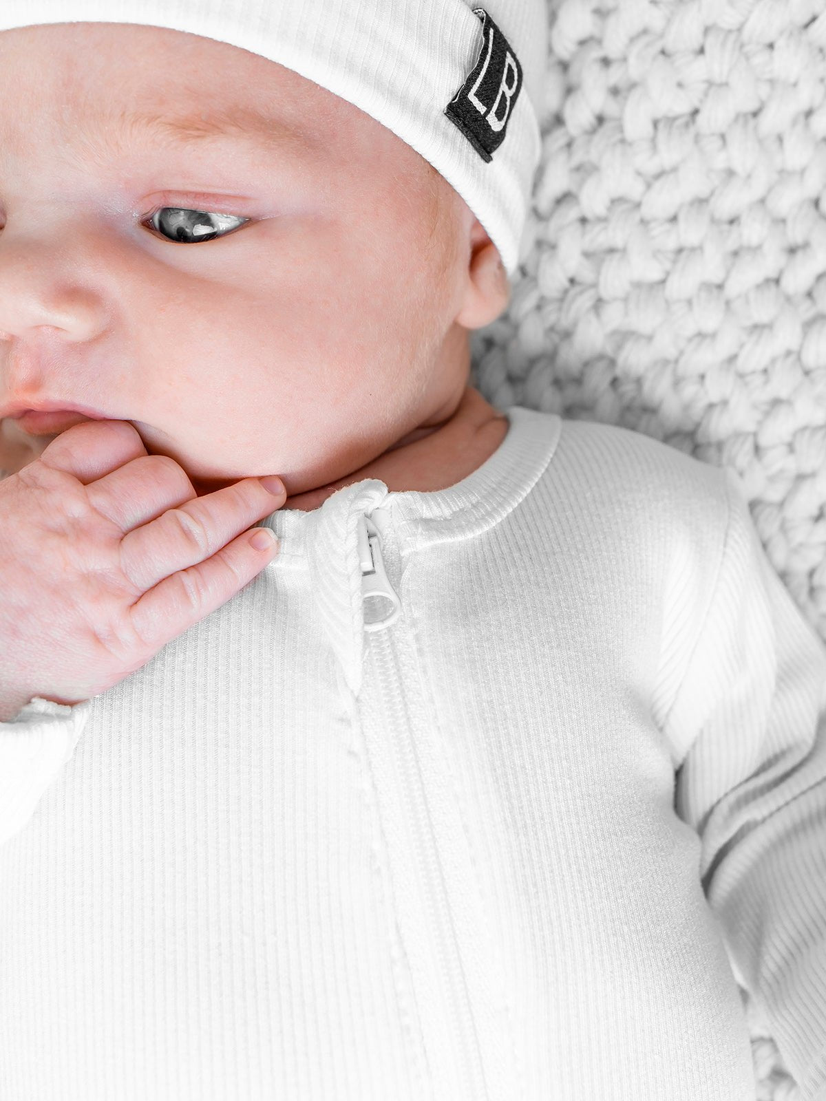 Ribbed Beanie - White - Little Bipsy