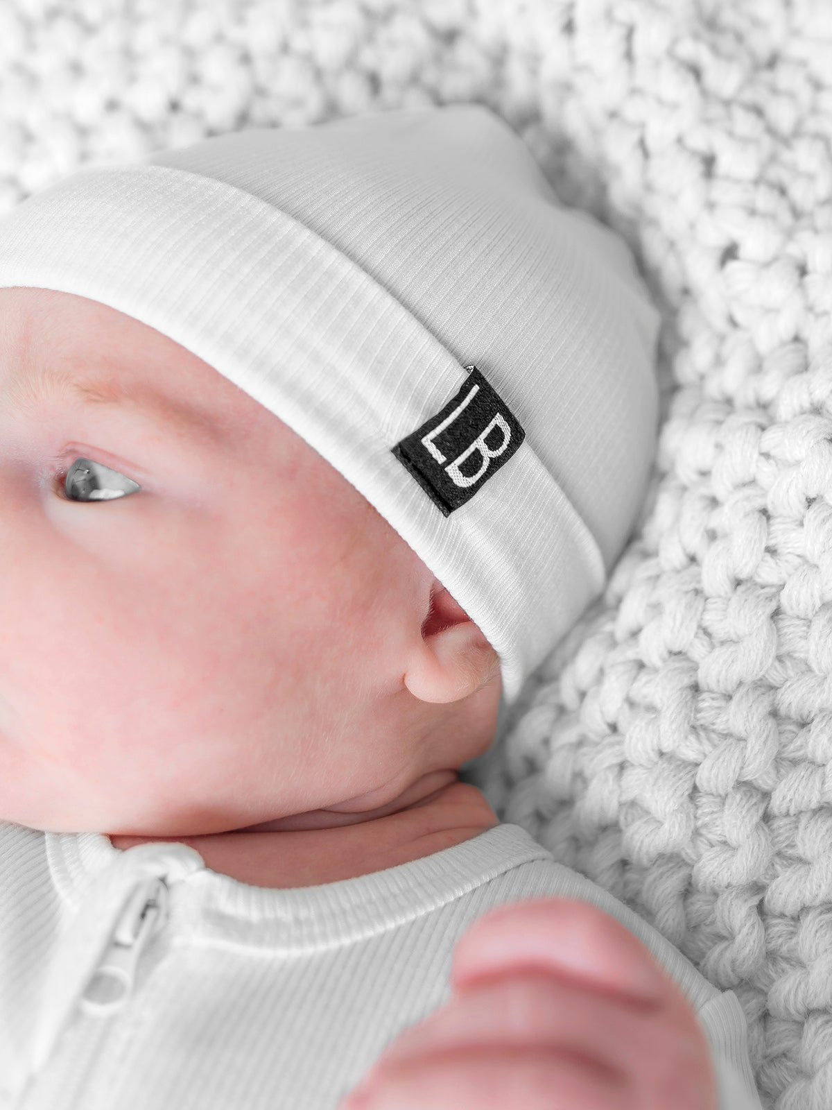 Ribbed Beanie - White - Little Bipsy