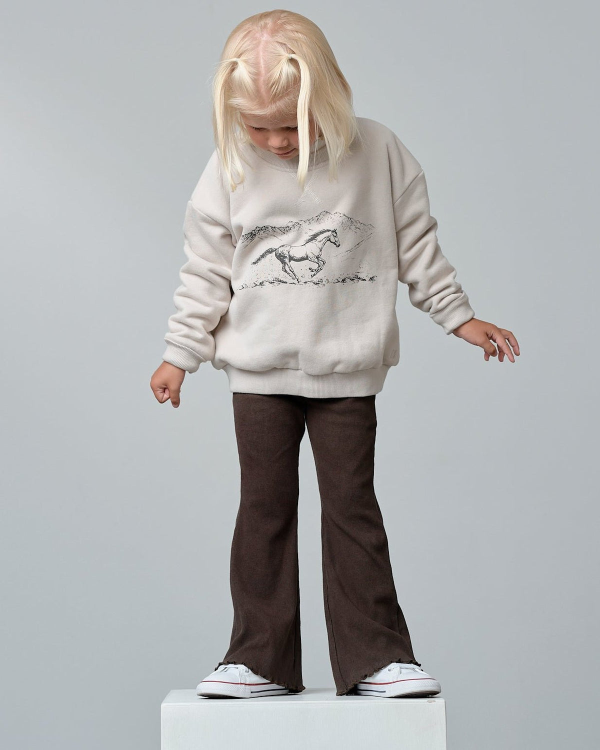 Ribbed Flare Pant - Brown - Little Bipsy