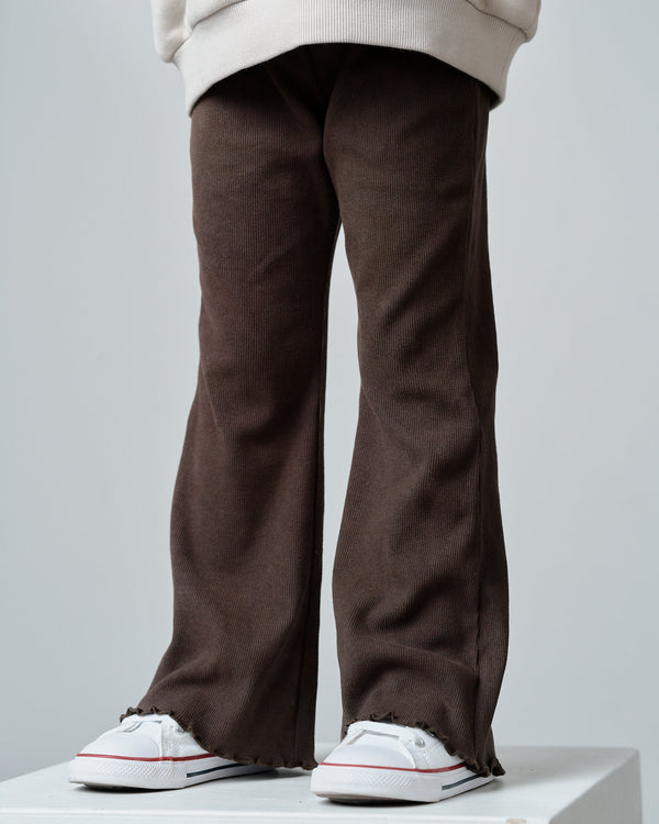 Ribbed Flare Pant - Brown - Little Bipsy