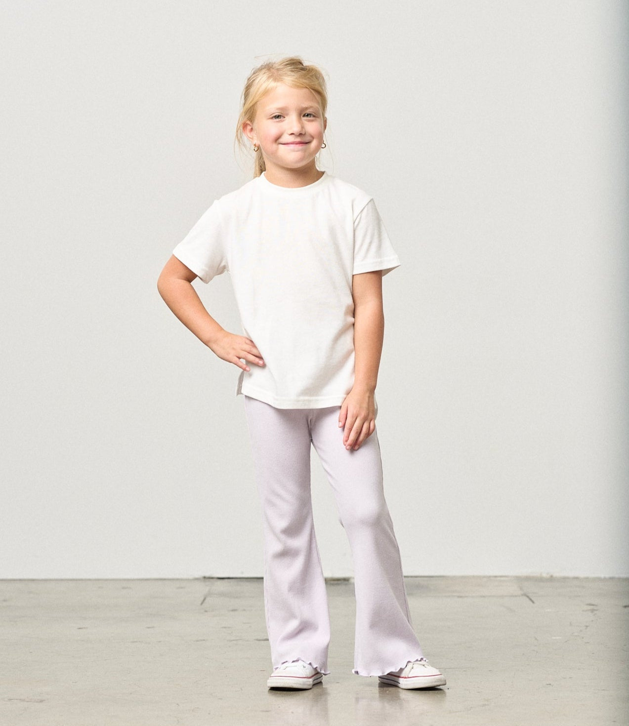 Ribbed Flare Pant - Lilac - Little Bipsy
