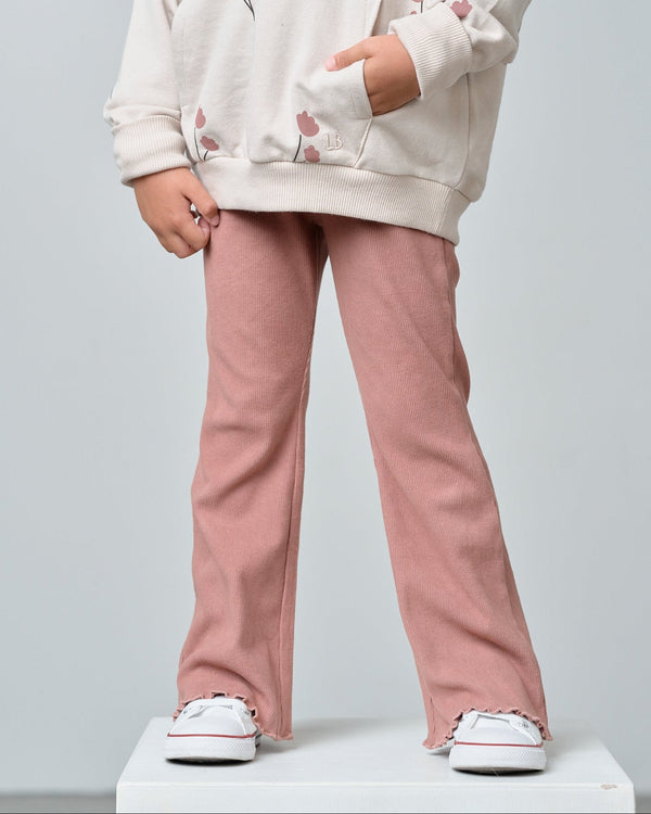 Ribbed Flare Pant - Pink - Little Bipsy