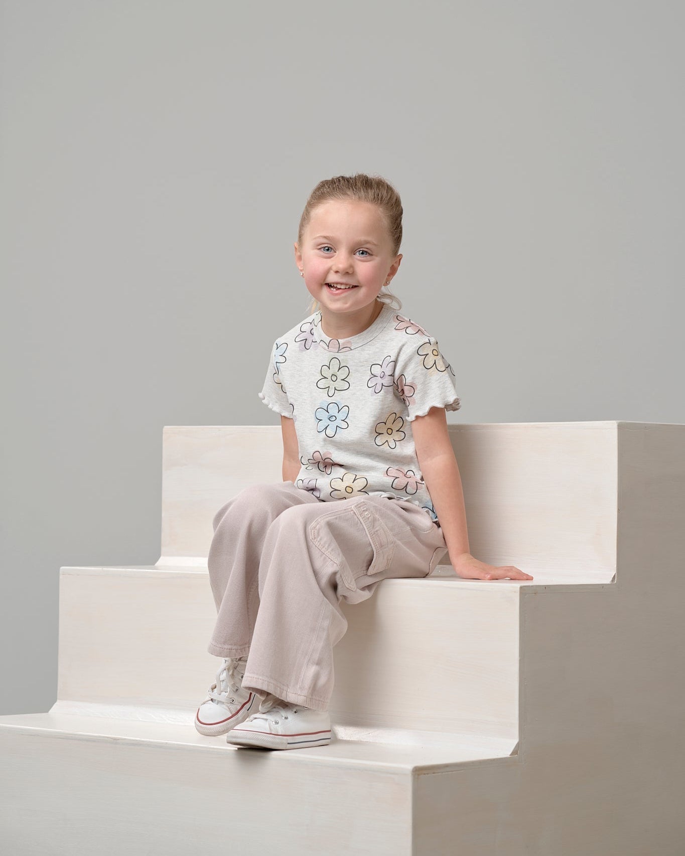 Ribbed Lettuce Trim Tee - Daisy Dreams - Little Bipsy