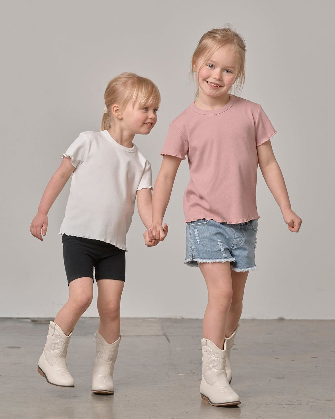 Ribbed Lettuce Trim Tee - Dusty Rosewood - Little Bipsy