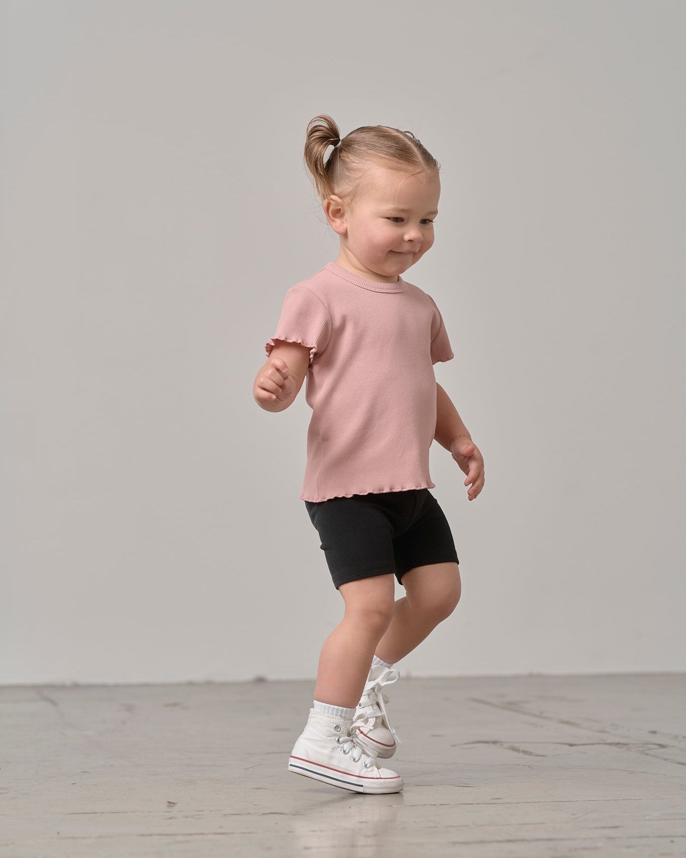 Ribbed Lettuce Trim Tee - Dusty Rosewood - Little Bipsy