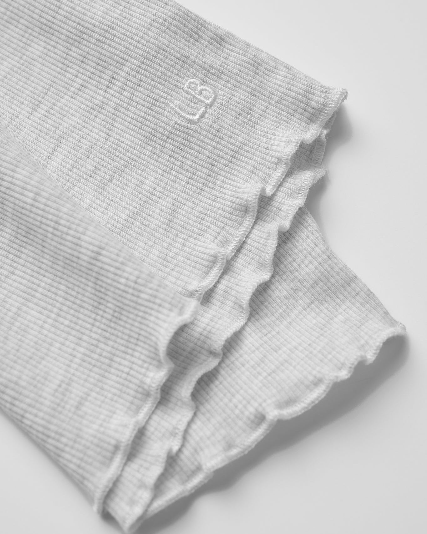 Ribbed Lettuce Trim Tee - Grey - Little Bipsy