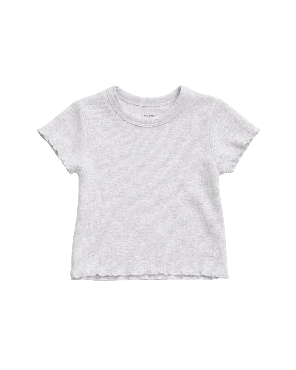 Ribbed Lettuce Trim Tee - Grey - Little Bipsy