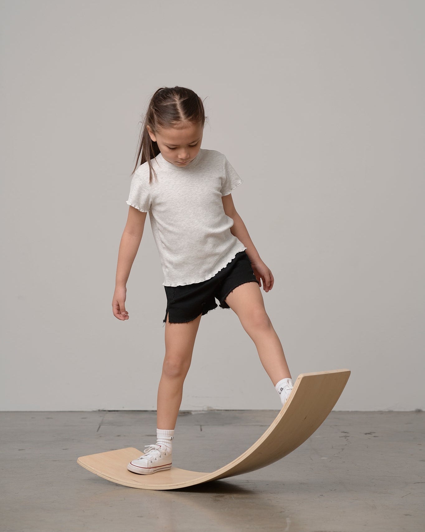 Ribbed Lettuce Trim Tee - Grey - Little Bipsy