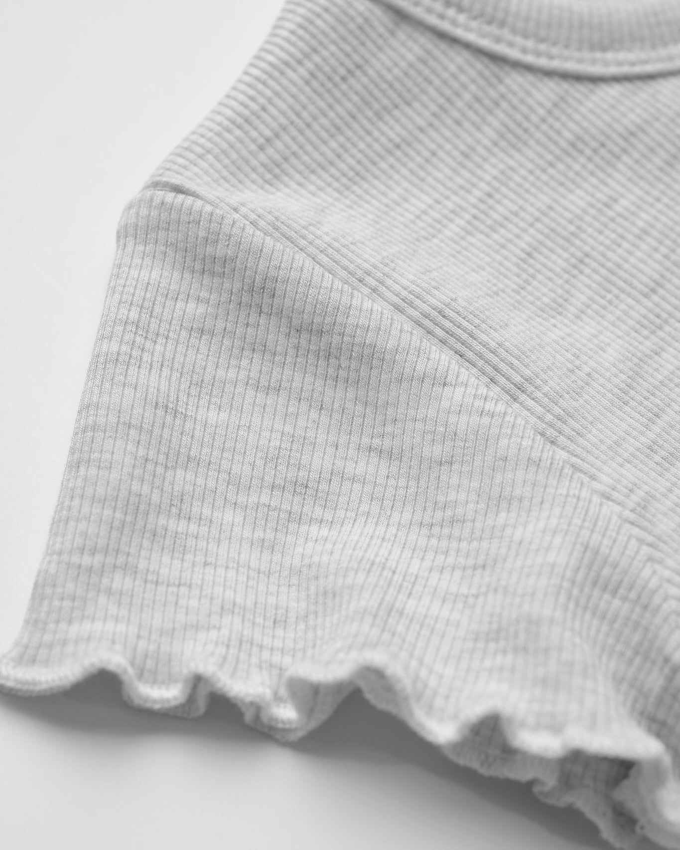 Ribbed Lettuce Trim Tee - Grey - Little Bipsy