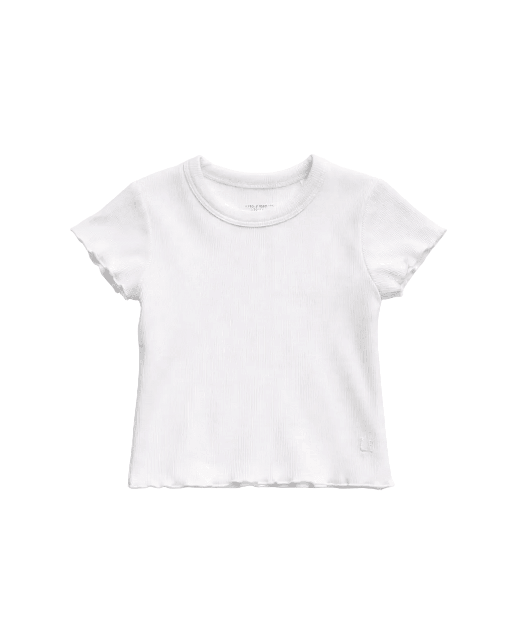 Ribbed Lettuce Trim Tee - White - Little Bipsy
