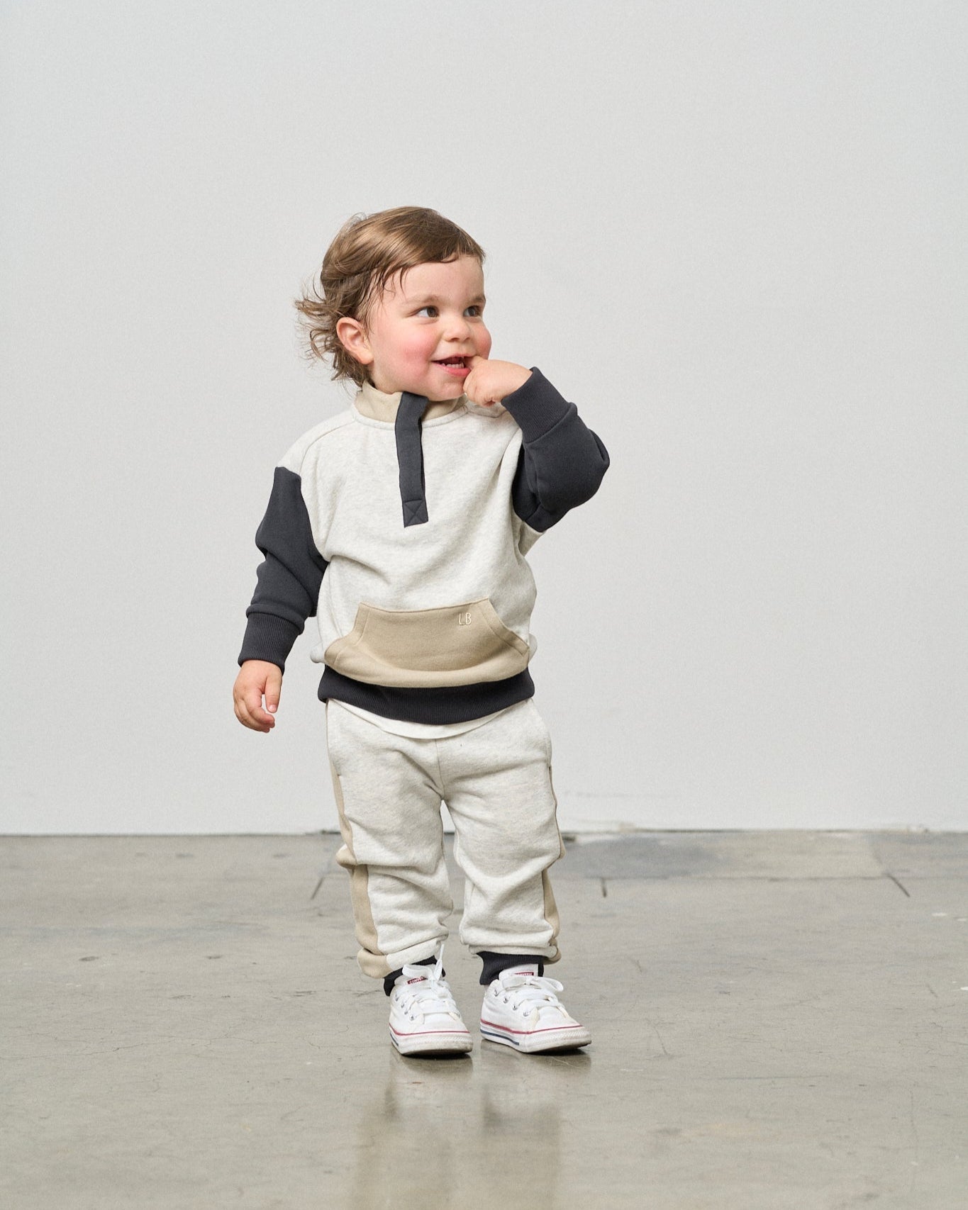 Side Stripe Jogger - Stone Grey - Little Bipsy