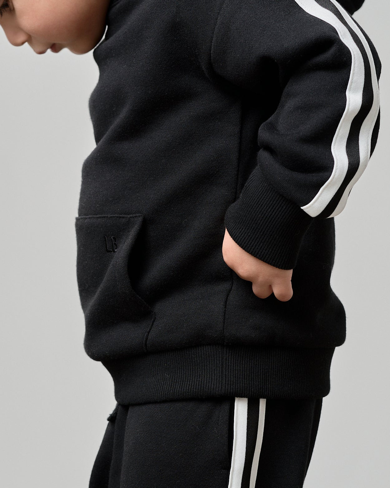 Side Trim Hoodie - Black - Little Bipsy