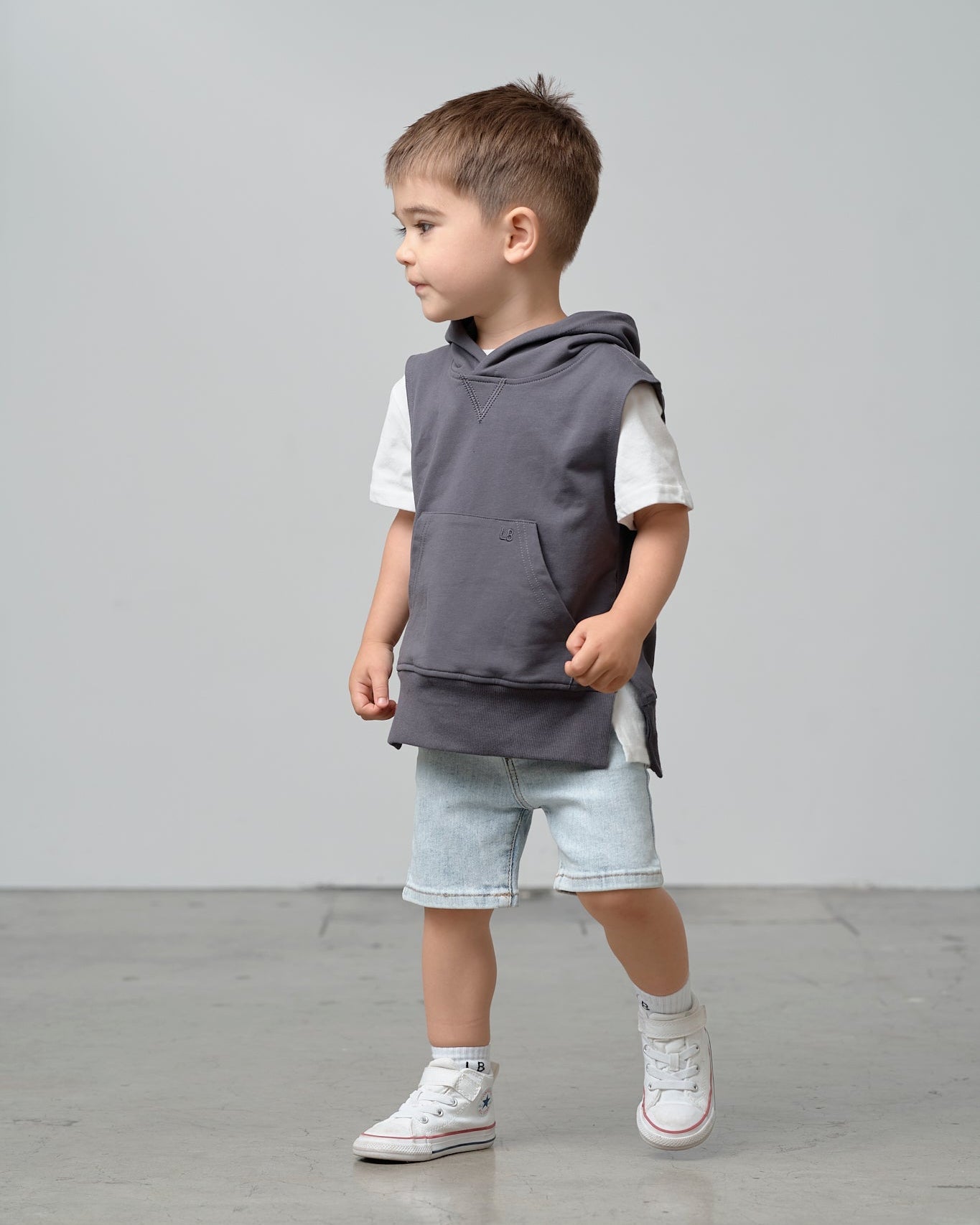 Sleeveless Hoodie - Iron - Little Bipsy