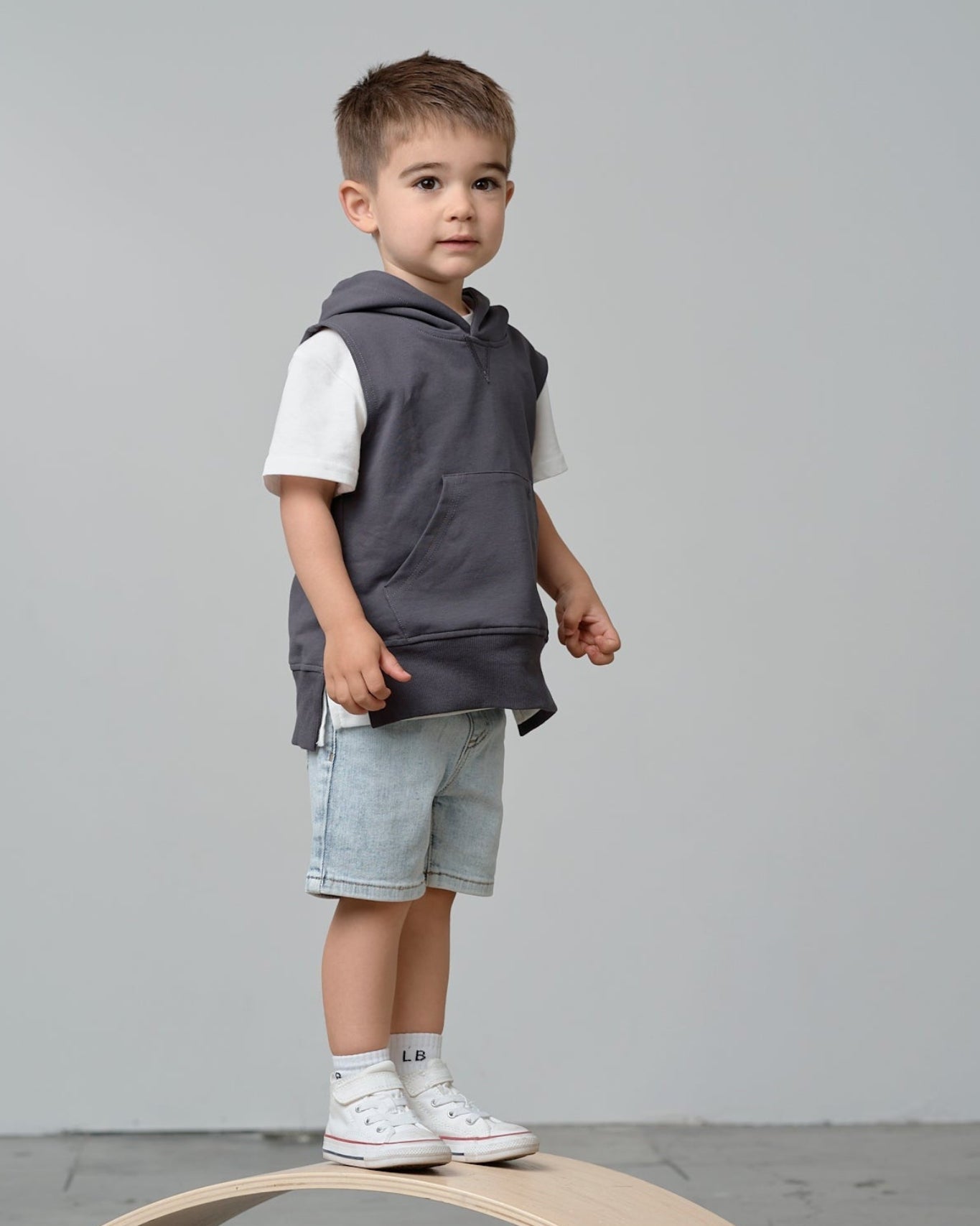 Sleeveless Hoodie - Iron - Little Bipsy