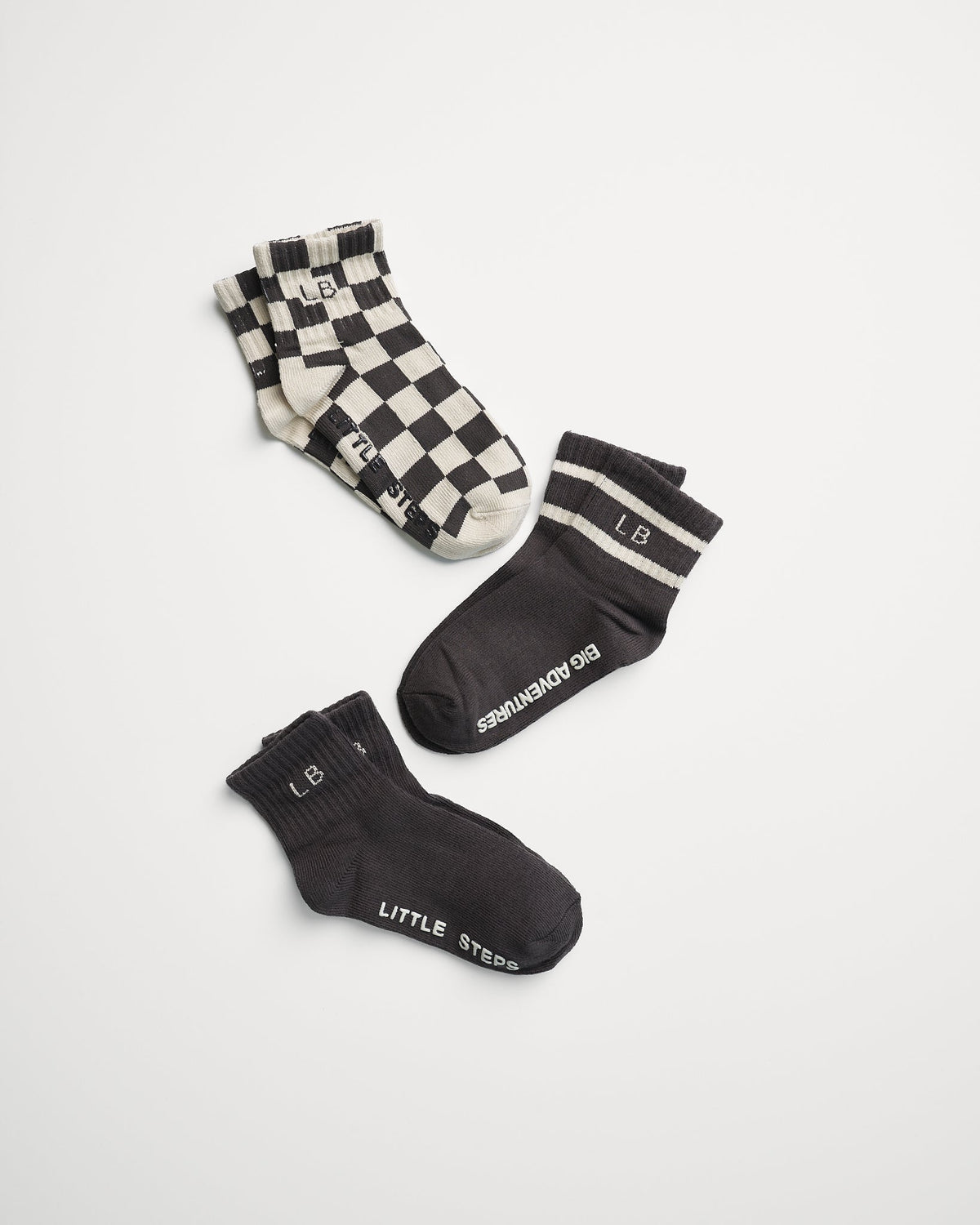 Sock 3-Pack - Brown Check - Little Bipsy