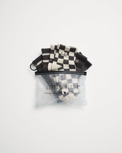 Sock 3-Pack - Brown Check - Little Bipsy