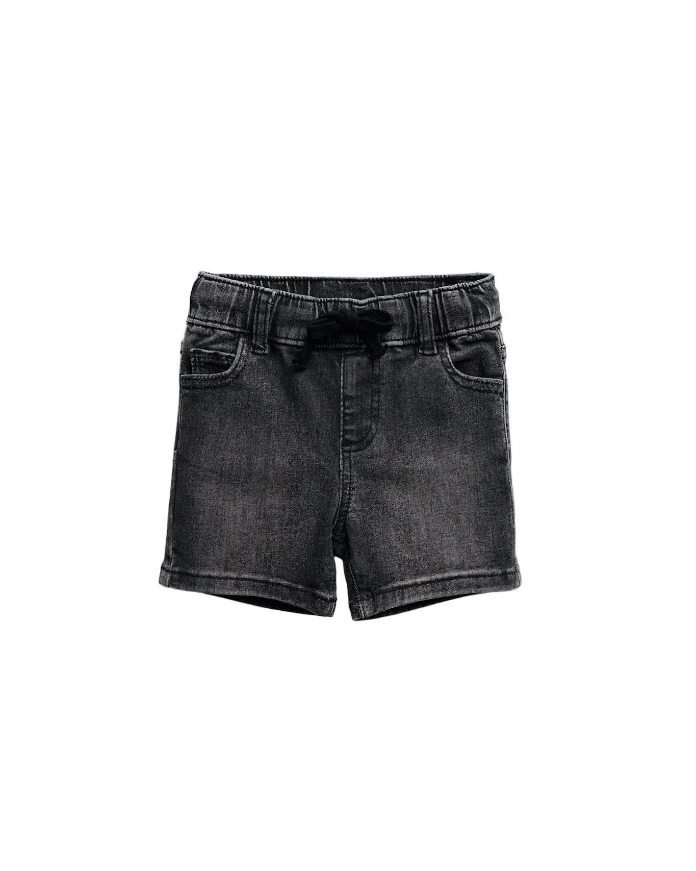 Straight Denim Short - Black Wash - Little Bipsy