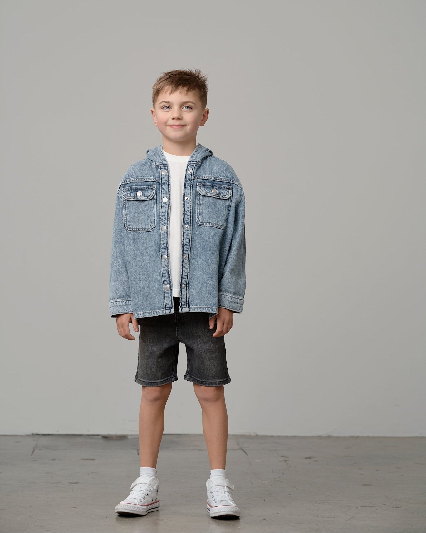 Straight Denim Short - Black Wash - Little Bipsy