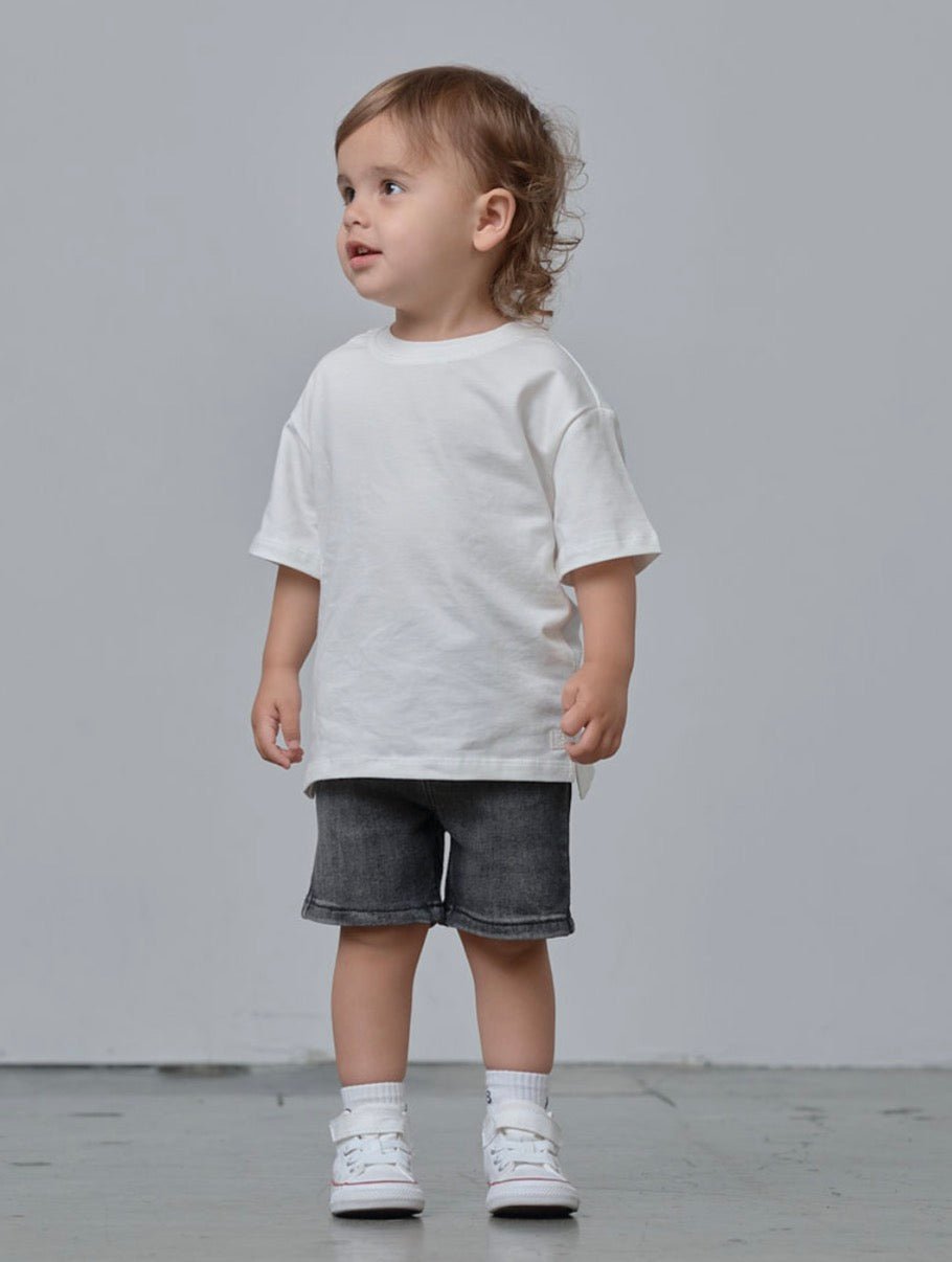 Straight Denim Short - Black Wash - Little Bipsy