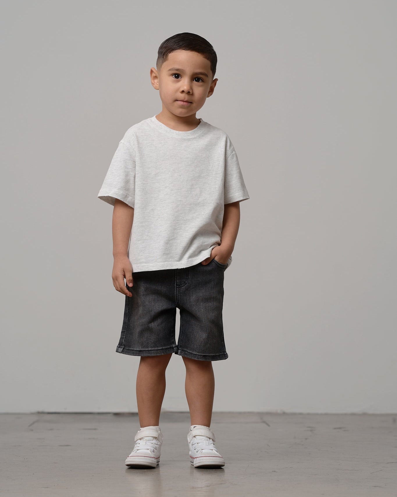 Straight Denim Short - Black Wash - Little Bipsy