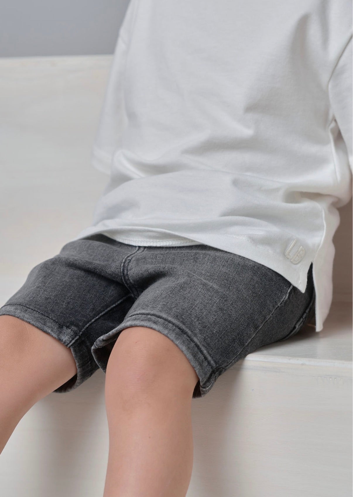 Straight Denim Short - Black Wash - Little Bipsy