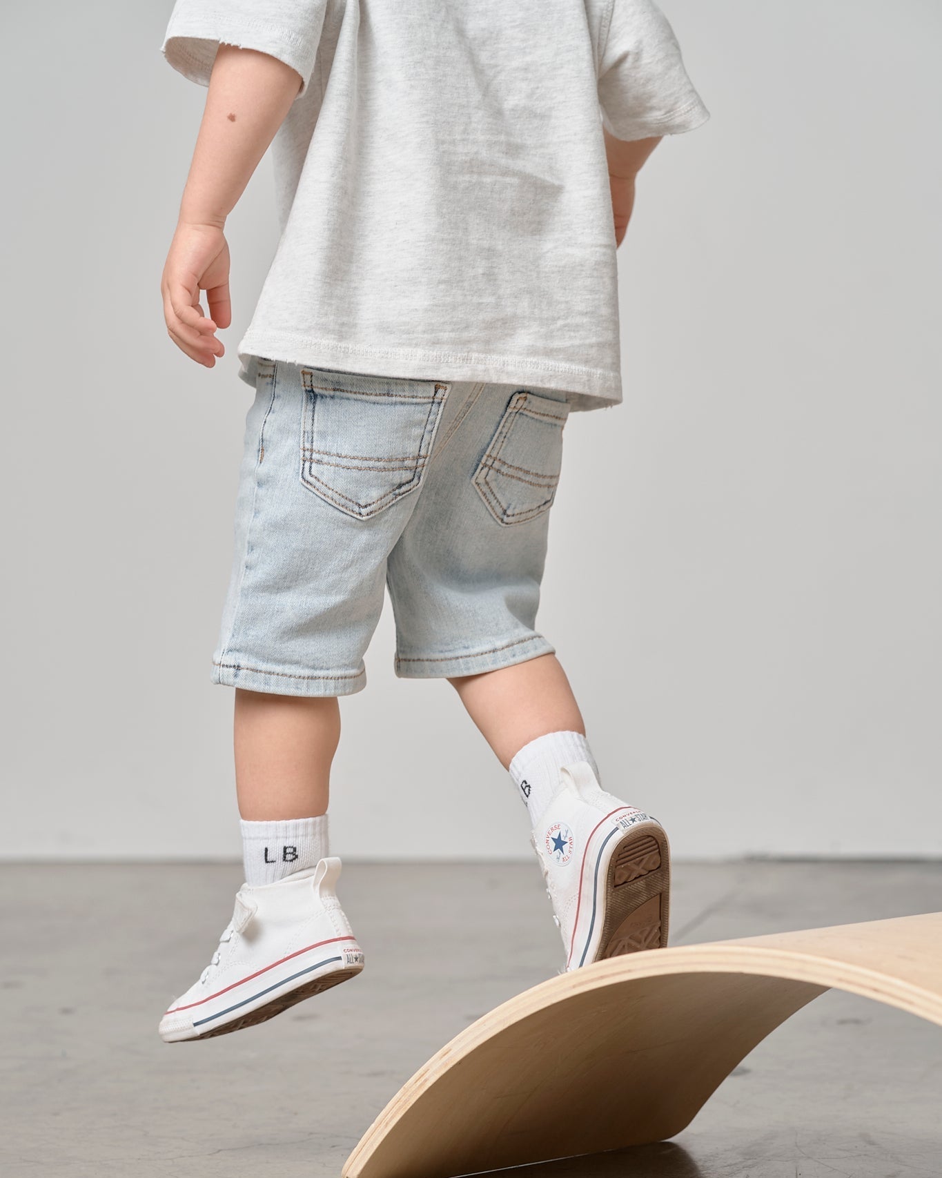 Straight Denim Short - Light Wash - Little Bipsy