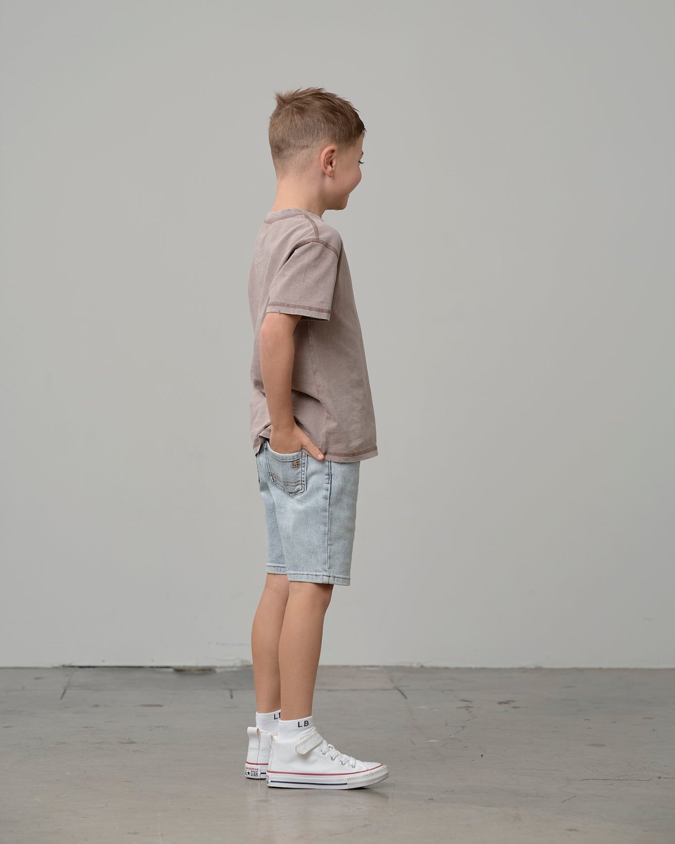 Straight Denim Short - Light Wash - Little Bipsy