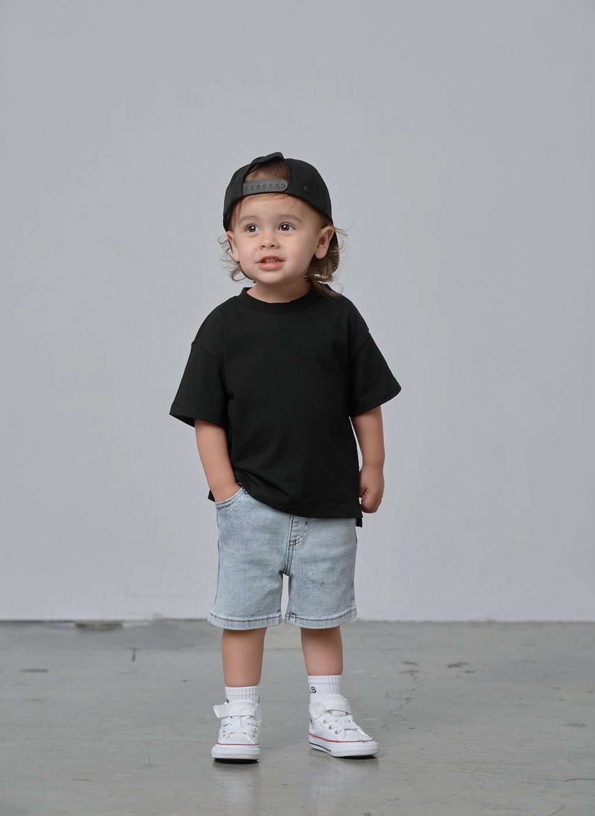 Straight Denim Short - Light Wash - Little Bipsy
