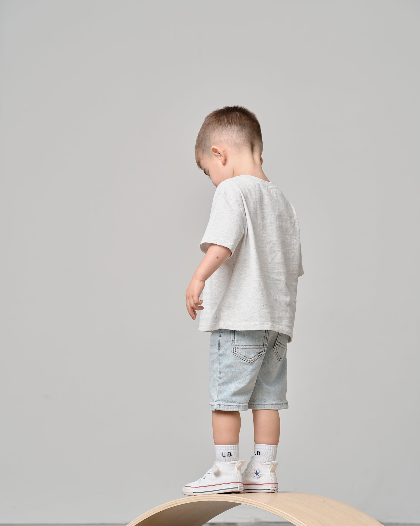 Straight Denim Short - Light Wash - Little Bipsy