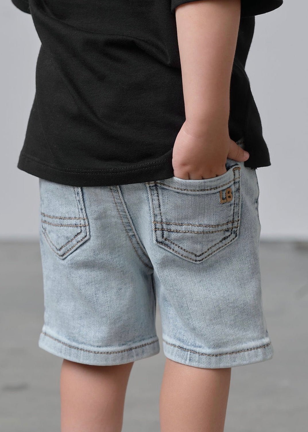 Straight Denim Short - Light Wash - Little Bipsy
