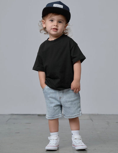 Straight Denim Short - Light Wash - Little Bipsy