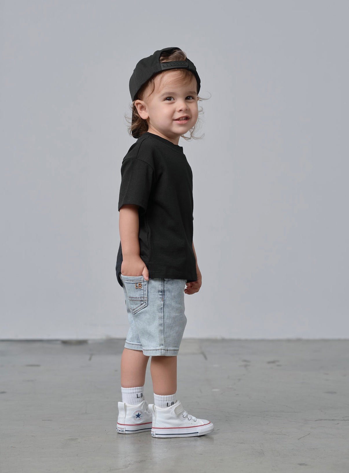 Straight Denim Short - Light Wash - Little Bipsy