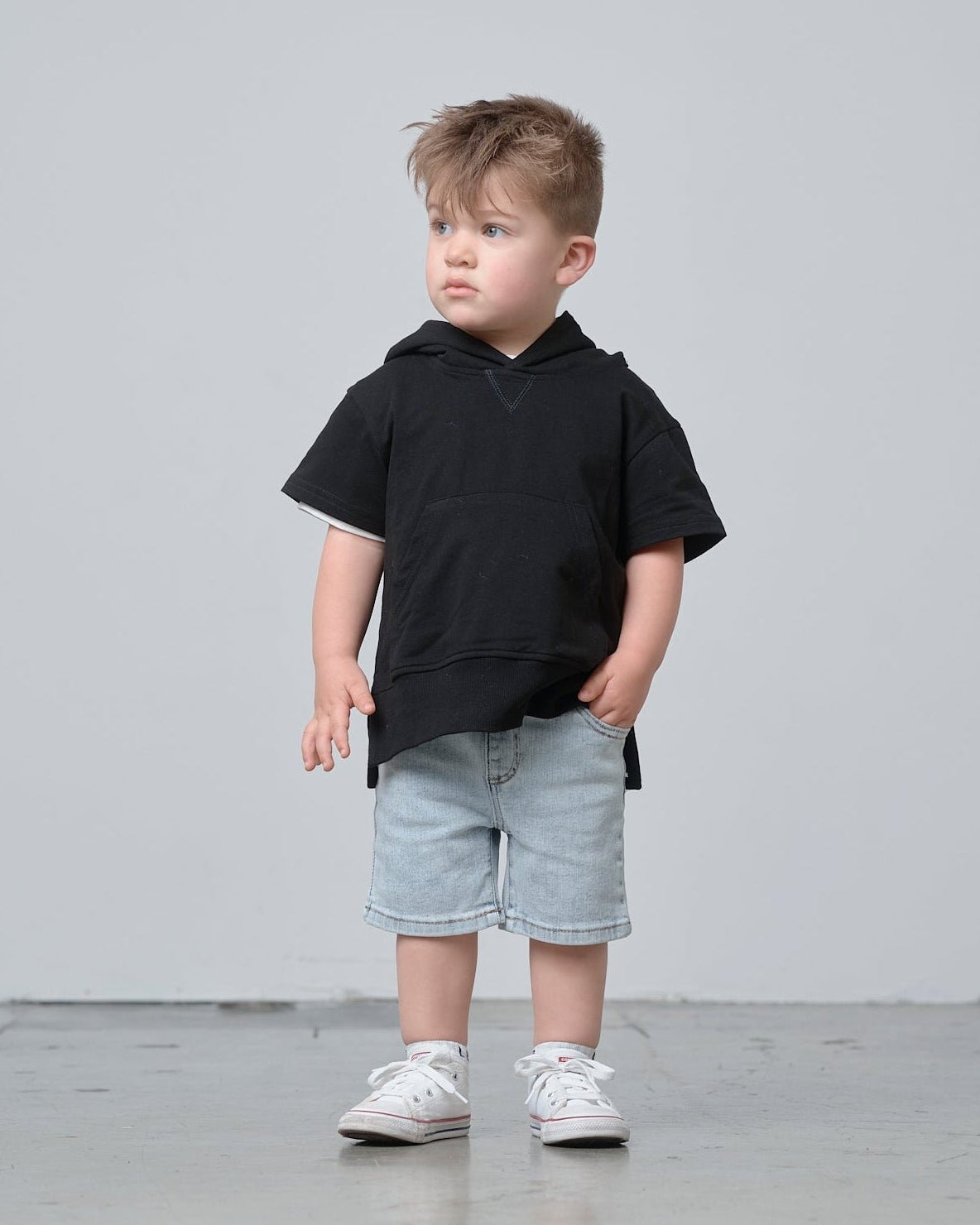 Straight Denim Short - Light Wash - Little Bipsy