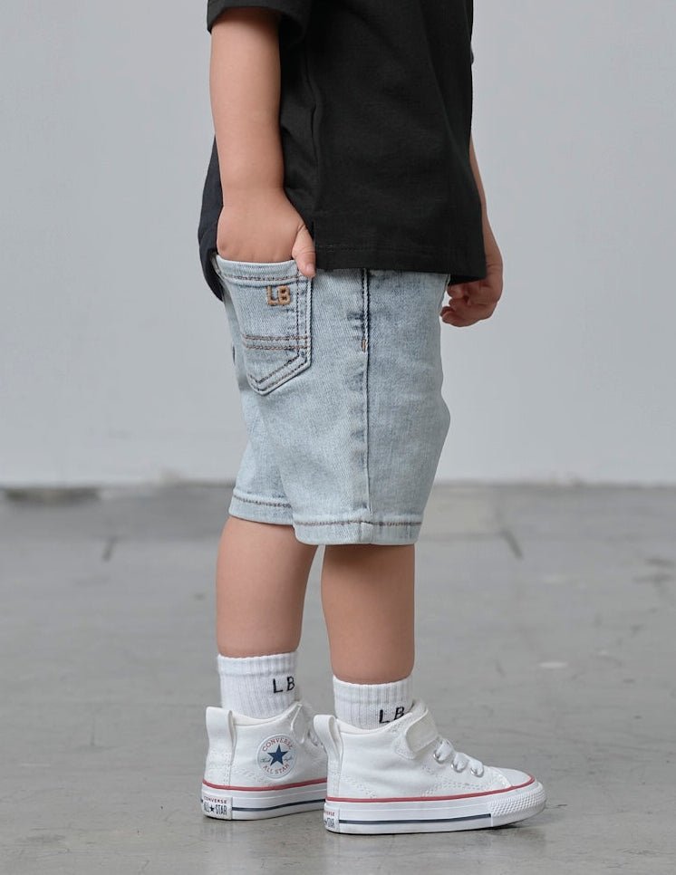 Straight Denim Short - Light Wash - Little Bipsy